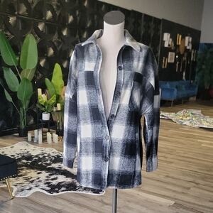 Zenana Outfitters Monochrome Plaid Shacket